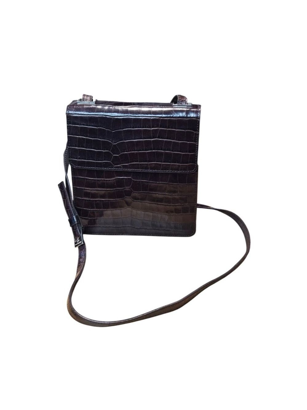 Enzo Angiolini Croc-Embossed Crossbody Bag in Brown - Picture 7 of 16